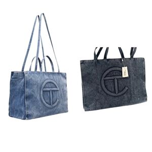 NWT Telfar Extra  Large Denim Shopping Bag Blue